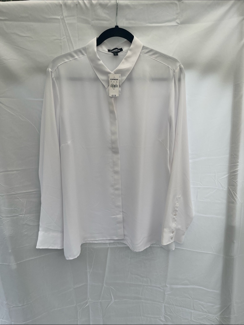Express White Men's Dress Shirt - Minimal Hidden Placket